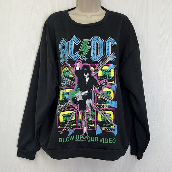 AC/DC - Blow Up Your Video AC/DC Colorful Graphic Long Sleeve Sweatshirt Size XL - Picture 2 of 8